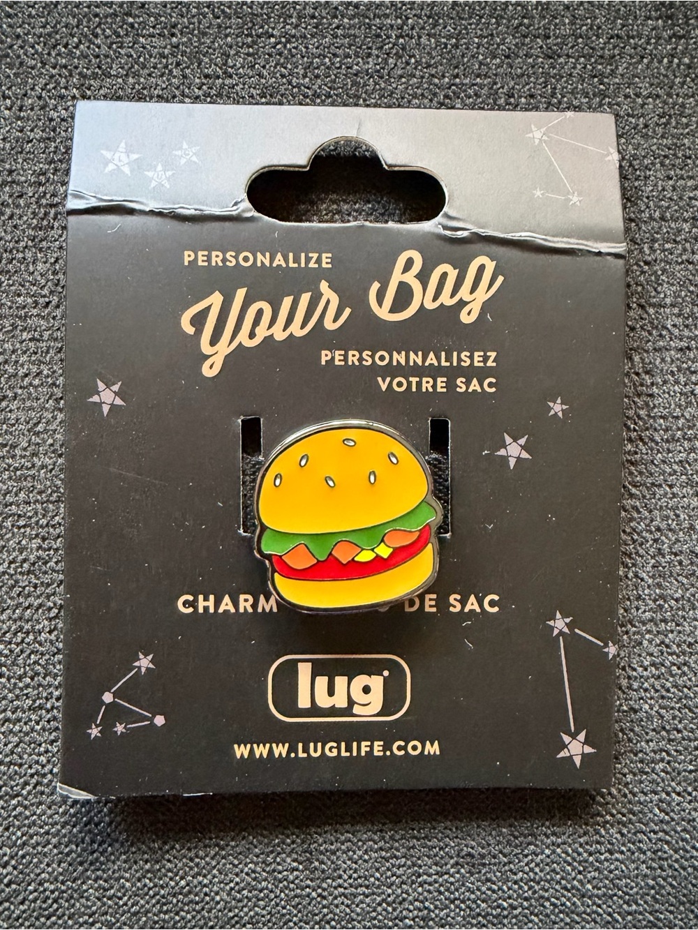 Lug Novelty Bag Sparkle Enamel Purse Charm – Hamburger Cheeseburger American